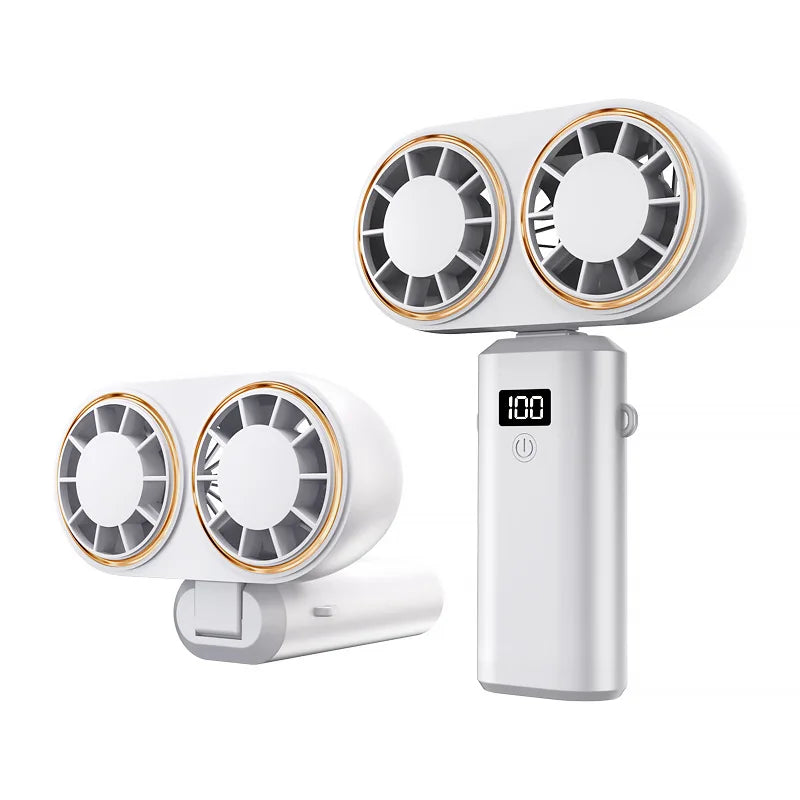 Ventilateur Portable à Double Tête – 5 Vitesses – Autonomie 6h | 2025