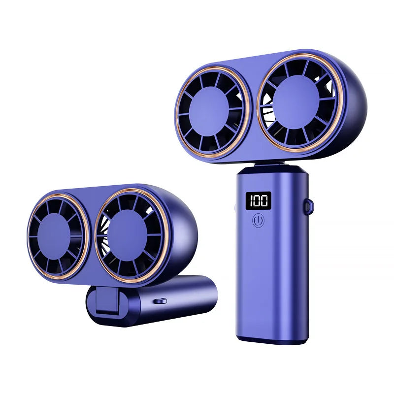 Ventilateur Portable à Double Tête – 5 Vitesses – Autonomie 6h | 2025