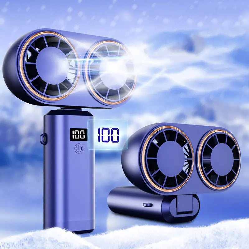 Ventilateur Portable à Double Tête – 5 Vitesses – Autonomie 6h | 2025
